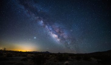 View of stars and the Milky Way in the dark sky in Anza Borrego Desert State Park