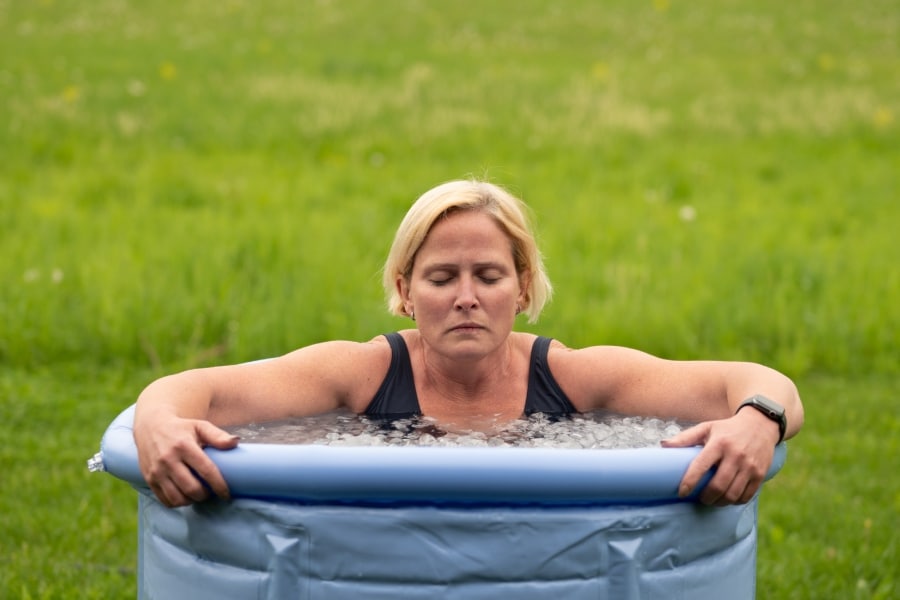 woman in ice bath - Wim Hof Weekend Retreat in Minnesota
